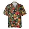 Unique Tiki Mask Hawaiian Shirts For Men Women, Tropical Tiki Summer Beach Shirts, Funny Tiki Aloha Shirts, Button Down Short Sleeve Hawaiian Shirts