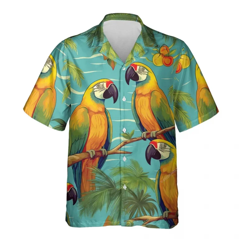 Summer Parrot Hawaiian Shirt For Men Women, Tropical Summer Beach Shirts, Parrot Aloha Shirt, Parrot Lovers Button Down Short Sleeve Hawaiian Shirts