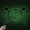 Lake Life Sign With Crossed Paddles Metal Wall With Led Lights, Lake Life Decor, Crosses Paddles Sign, Metal Wall Art Lake, Lake Life Metal Sign