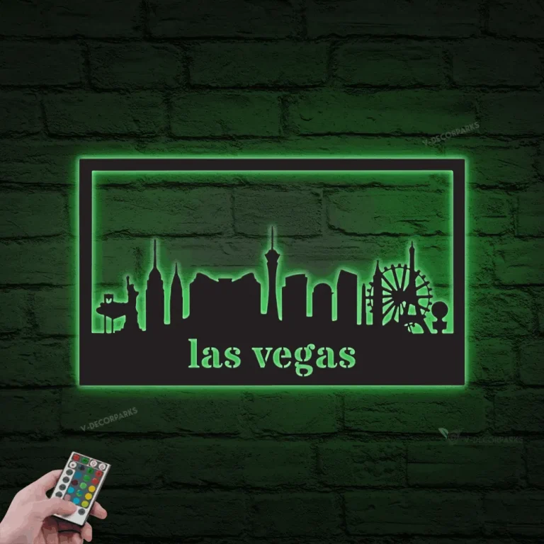 Las Vegas Skyline Metal Wall With Led Lights, Las Vegas Metal Wall Art, Rgb City Scene Wall Decor, Vegas Landscape, Vegas Strong, Cityscape