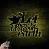 Let There Be Peace On Earth Metal Sayings Wall Art With Led Lights, Housewarming Gift, Christmas Gift, Personalized Metal Sign