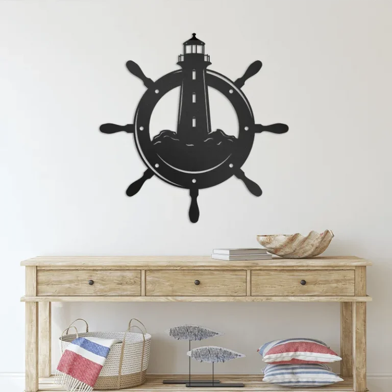 Nautical Lighthouse Monogram Metal Sign Wall Decor, Metal Sign Outdoor, Cut Metal Sign, Metal Sign Art Home Decor