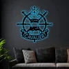Lighthouse Metal Decor With Led Lights, Personalized Lighthouse Sign, Nautical Wall Decor, Metal Art, Lighthouse Ship Wheel, Nautical Address Sign