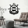 Lighthouse Metal Decor With Led Lights, Personalized Lighthouse Sign, Nautical Wall Decor, Metal Art, Lighthouse Ship Wheel, Nautical Address Sign