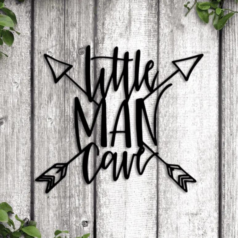 Little Man Cave Sign With Led Lights, Nursery Metal Wall Art, Above Crib Decor, Boys Nursery Sign, Little Man Cave Wall Art, Baby Room Decor
