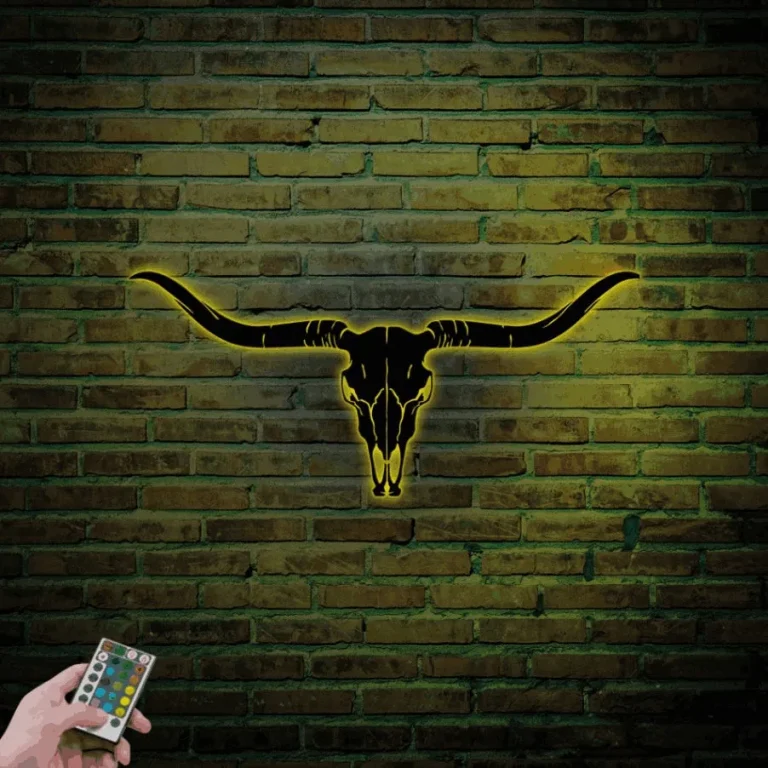 Longhorn Metal Wall Art With Led Lights, Longhorn Metal Art, Cow Skull Sign, Longhorn Ranch Metal Sign, Longhorn Skull, Texas Longhorn Decor