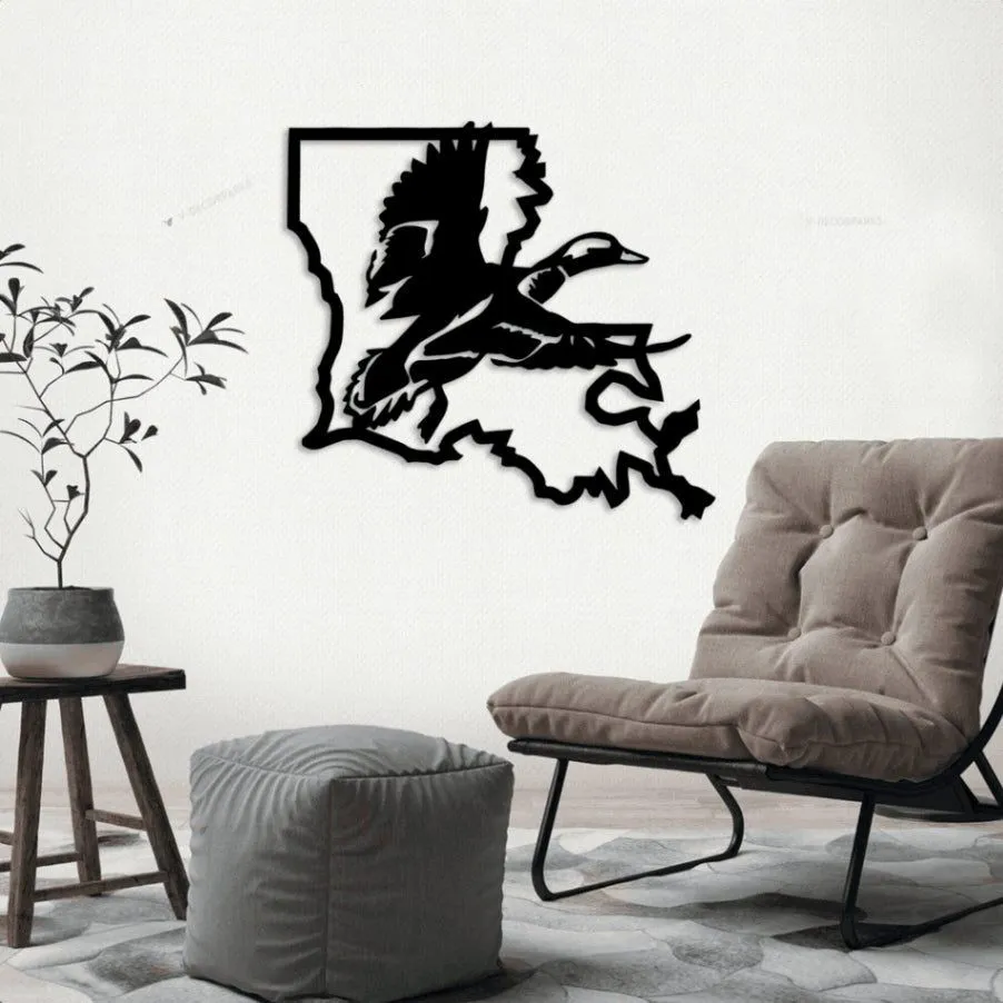 Louisiana Duck Art With Led Lights, Louisiana Decor, Duck Metal Sign, Louisiana Duck Sign, Louisiana Wall Sign, Man Cave Sign, Mallard Sign