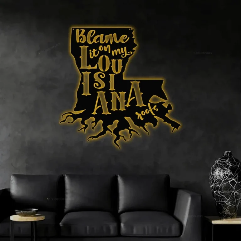 Louisiana Sign With Led Lights, Blame It On My Roots Sign, Louisiana Art, Louisiana Wall Decor, La Sign, Louisiana Roots, Cajun Sign