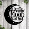 Love You To The Moon And Back Sign With Led Lights, Love Metal Wall Art, Moon Sign, Space Nursery Sign, Kids Above Bed Sign, Above Crib Decor
