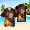 Vintage Guitar Hawaiian Shirts For Men Women, Guitar Hawaiian Style Aloha Shirts, Summer Beach Shirts, Guitar Lovers Button Down Short Sleeve Shirts