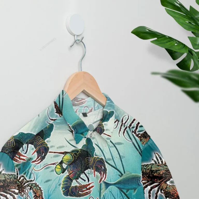 Lobster Diving Hawaiian Shirt For Men Women,crawfish Button Down Short Sleeve Shirt, Lobster Scuba Diving Hawaii Style Aloha Shirt,casual Cruise Shirt