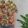 Red Angus Cow Hibiscus Unisex Hawaiian Shirt, Cute Red Angus Cow Aloha Hawaii Shirt, Tropical Pattern Summer Vacation Aloha Beach Shirt