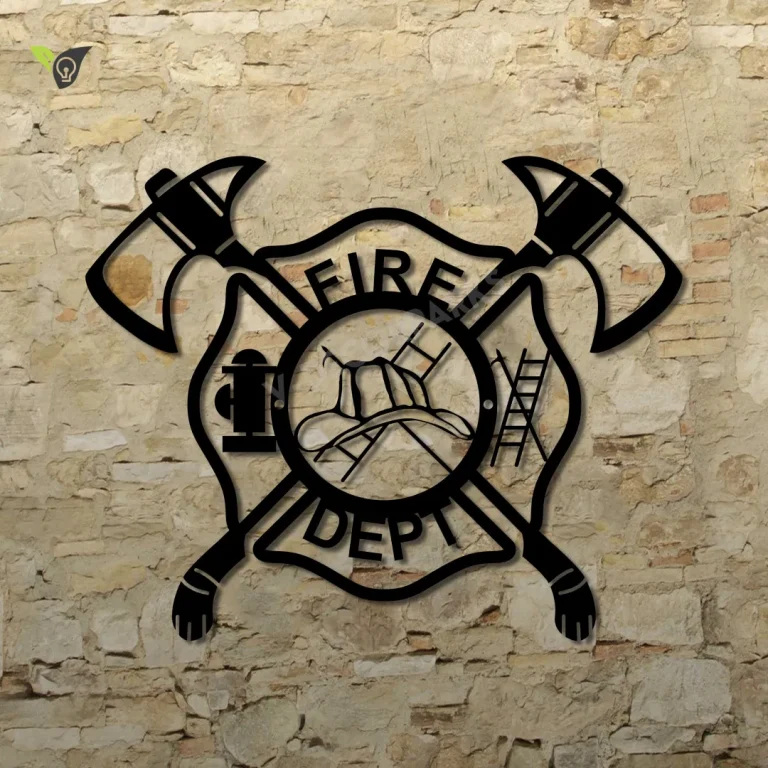 Fire Department Logo, Firefighter Metal Sign, Fire Department Home Decoration