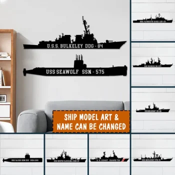 Custom Us Navy, Uscg Ships Cut Metal Sign, Navy Memorabilia Wall Metal Sign