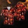 Fire Skull Hawaiian Shirt For Men Women, Feed Ghost Cruise Summer Beach Shirt, Casual Printed Aloha Shirt For Horror Lovers