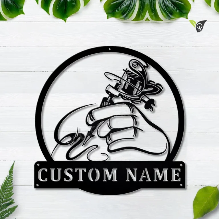 Personalized Tattoo Artist Metal Sign Art, Custom Tattoo Artist Monogram Metal Sign, Tattoo Artist Gifts