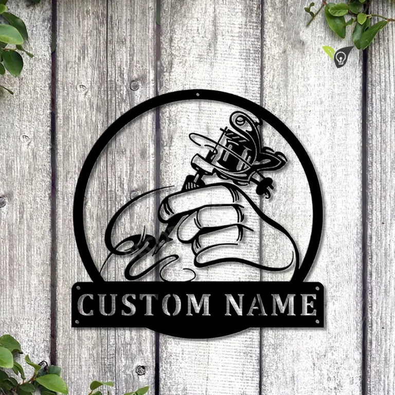 Personalized Tattoo Artist Metal Sign Art, Custom Tattoo Artist Monogram Metal Sign, Tattoo Artist Gifts