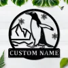 Personalized Penguin Bird Monogram Metal Sign Art, Custom Penguin Bird Metal Sign, Father's Day Gift, Pets Gift, Birthday Gift