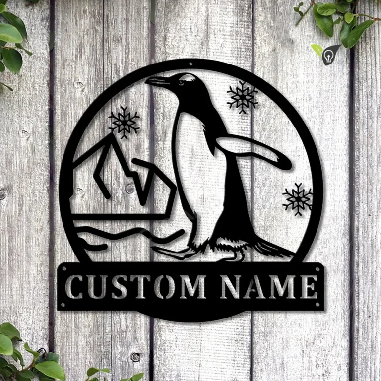Personalized Penguin Bird Monogram Metal Sign Art, Custom Penguin Bird Metal Sign, Father's Day Gift, Pets Gift, Birthday Gift