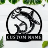 Personalized Hammerhead Shark Metal Sign Art, Custom Shark Monogram Metal Sign, Birthday Gift, Animal Funny, Father's Day Gift