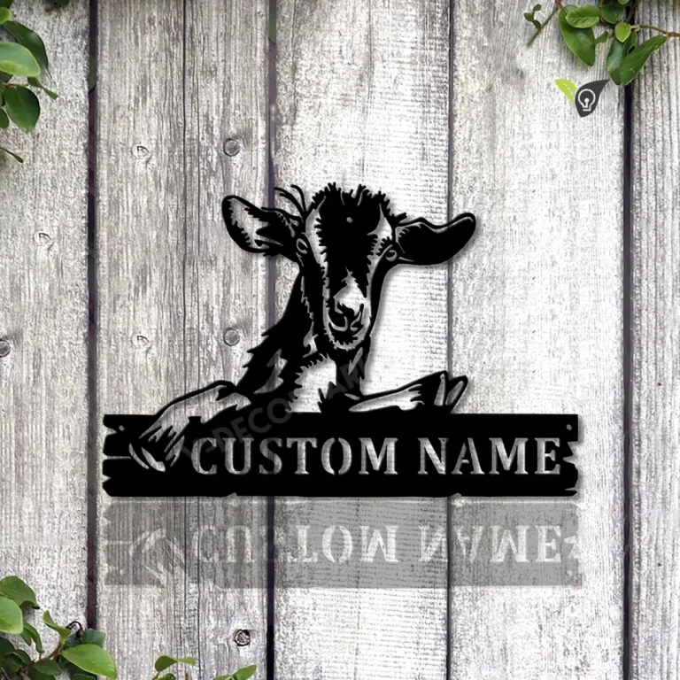 Personalized Goat Farm Monogram Metal Sign Art V2, Custom Goat Farmer Metal Sign, Farmer Lover Sign Decoration For Living Room