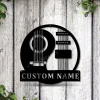 Personalized Yin Yang Guitar Monogram Metal Sign Art, Custom Yin Yang Guitar Monogram Metal Sign, Yin Yang Guitar Gift, Music Gift