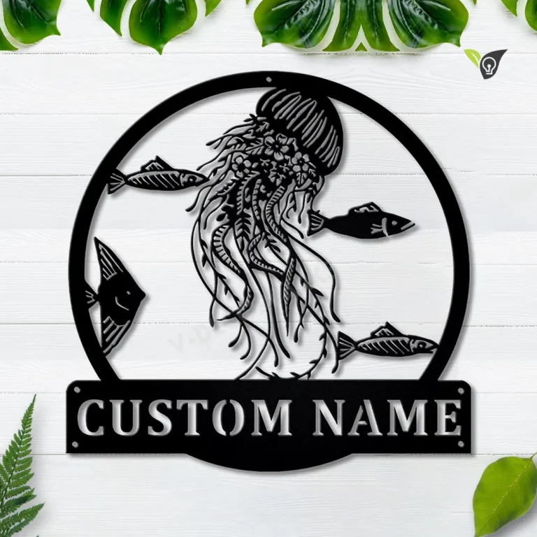 Personalized Jellyfish Monogram Metal Sign Art, Custom Jellyfish Monogram Metal Sign, Custom Jellyfish Home Decor