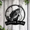 Personalized Black Crappie Fishing Fish Pole Metal Sign Art, Custom Black Crappie Fishing Metal Sign, Black Crappie Fishing Gift