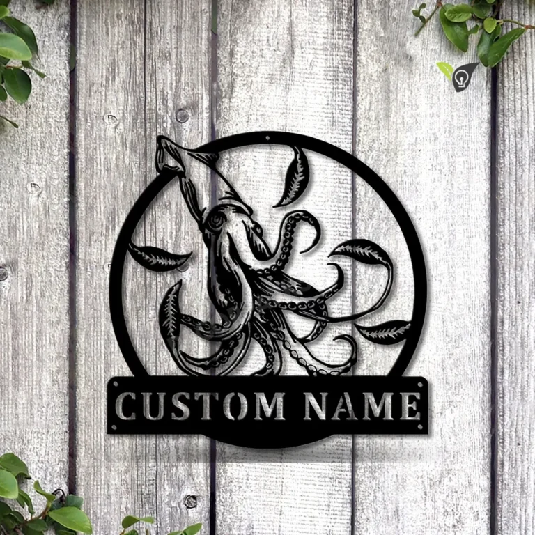 Personalized Giant Squid Metal Sign Art, Custom Giant Squid Metal Sign, Giant Squid Gifts Funny, Giant Squid Custom Home Decor