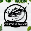 Personalized Tuna Fishing Fish Pole Metal Sign Art, Custom Tuna Fishing Metal Sign, Tuna Fishing Gifts For Men, Tuna Fishing Gift