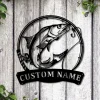 Personalized Norwegian Salmon Fishing Fish Pole Metal Sign Art, Custom Salmon Fishing Monogram Metal Sign, Fishing Gifts, Hobbie Gift