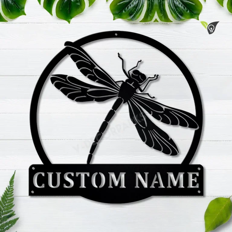 Personalized Dragonfly Monogram Metal Sign Art, Metal Wall Art Custom, Dragonfly Metal Sign, Housewarming Outdoor Metal Sign
