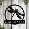 Personalized Dragonfly Monogram Metal Sign Art, Metal Wall Art Custom, Dragonfly Metal Sign, Housewarming Outdoor Metal Sign