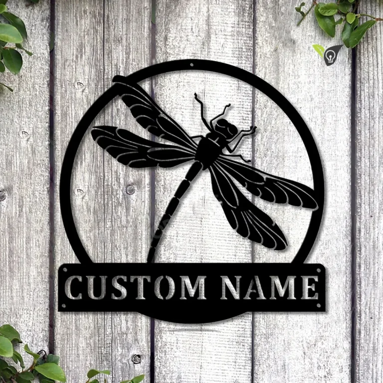 Personalized Dragonfly Monogram Metal Sign Art, Metal Wall Art Custom, Dragonfly Metal Sign, Housewarming Outdoor Metal Sign