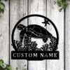 Personalized Sea Turtle Monogrammetal Sign Art, Custom Sea Turtle Monogram Metal Sign, Sea Turtle Gifts, Decor Decoration