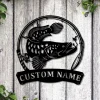 Personalized Snakehead Fish Pole Monogram Metal Sign Art, Custom Snakehead Fish Metal Sign, Fishing Lover Sign Decoration For Living Room