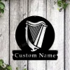 Personalized Celtic Harp Monogram Metal Sign Art, Custom Celtic Harp Metal Sign, Celtic Harp Gifts For Birthday, Music Gift