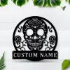 Personalized Sugar Skull Metal Sign Art, Custom Sugar Skull Monogram Metal Sign, Sugar Skull Gifts Funny, Hobbie Gift, Birthday Gift