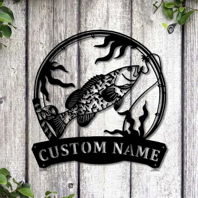 Personalized Grouper Fishing Fish Pole Metal Sign Art, Custom Grouper ...