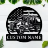 Personalized Us Tanker Truck Monogram Metal Sign Art, Custom Us Tanker Truck Metal Wall Art, Housewarming Outdoor Metal Sign