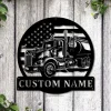 Personalized Us Tanker Truck Monogram Metal Sign Art, Custom Us Tanker Truck Metal Wall Art, Housewarming Outdoor Metal Sign