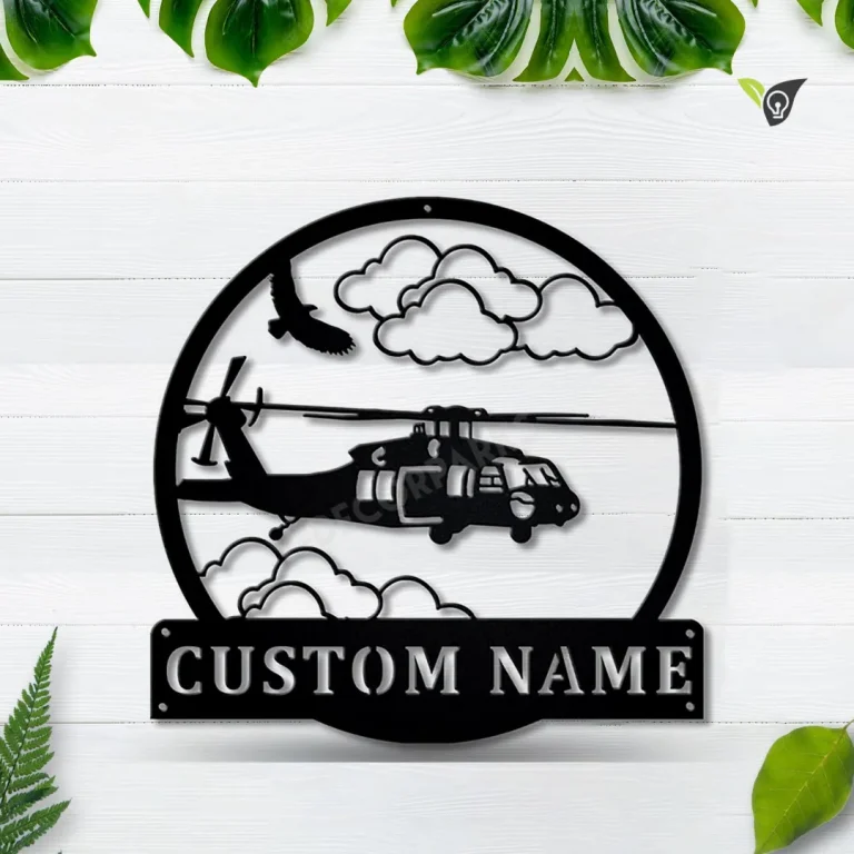 Personalized Helicopter Machine Monogram Metal Sign Art, Custom Helicopter Metal Sign, Helicopter Lover Sign Decoration For Living Room