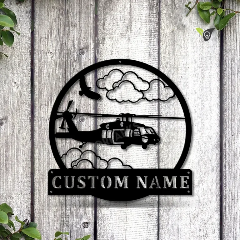 Personalized Helicopter Machine Monogram Metal Sign Art, Custom Helicopter Metal Sign, Helicopter Lover Sign Decoration For Living Room
