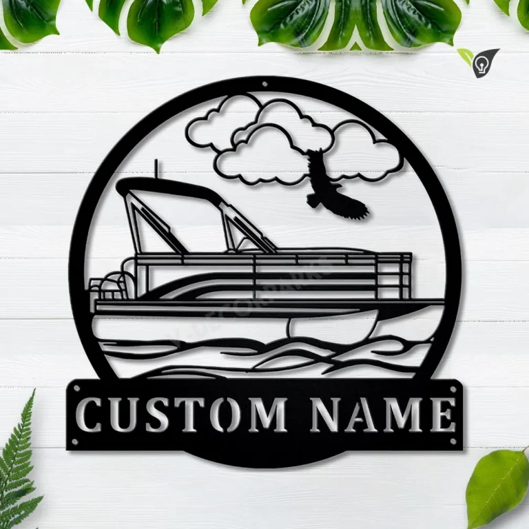 Personalized Pontoon Boat Metal Sign Art, Custom Pontoon Boat Monogram Metal Sign, Pontoon Boat Gifts, Job Gift, Home Decor