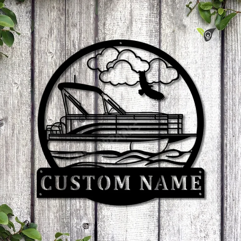 Personalized Pontoon Boat Metal Sign Art, Custom Pontoon Boat Monogram Metal Sign, Pontoon Boat Gifts, Job Gift, Home Decor