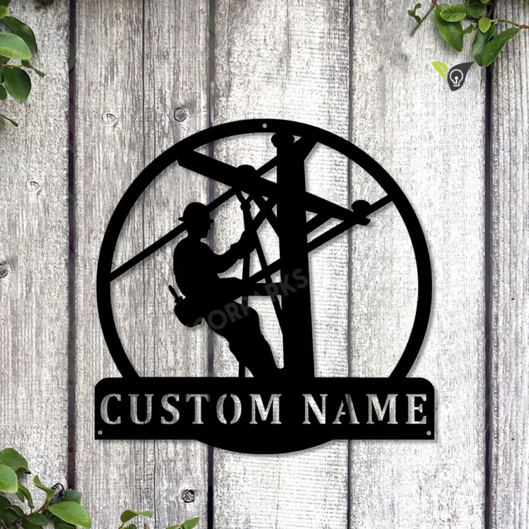 Personalized Lineman Monogram Metal Sign Art, Custom Lineman Monogram Metal Sign, Lineman Gifts, Job Gift, Birthday Gift