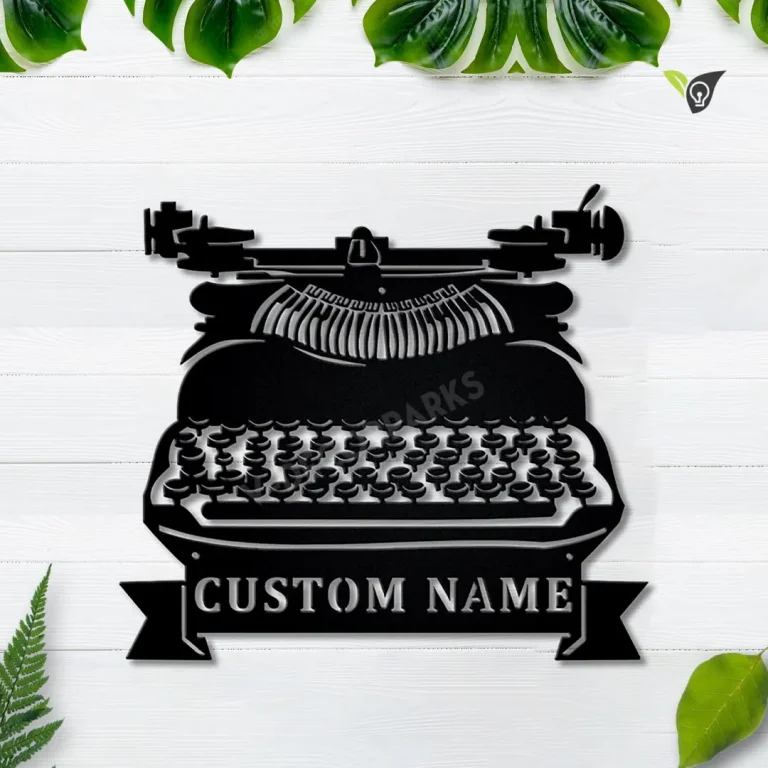 Personalized Typewriter Metal Sign Art, Custom Typewriter Monogram Metal Sign, Typewriter Gifts