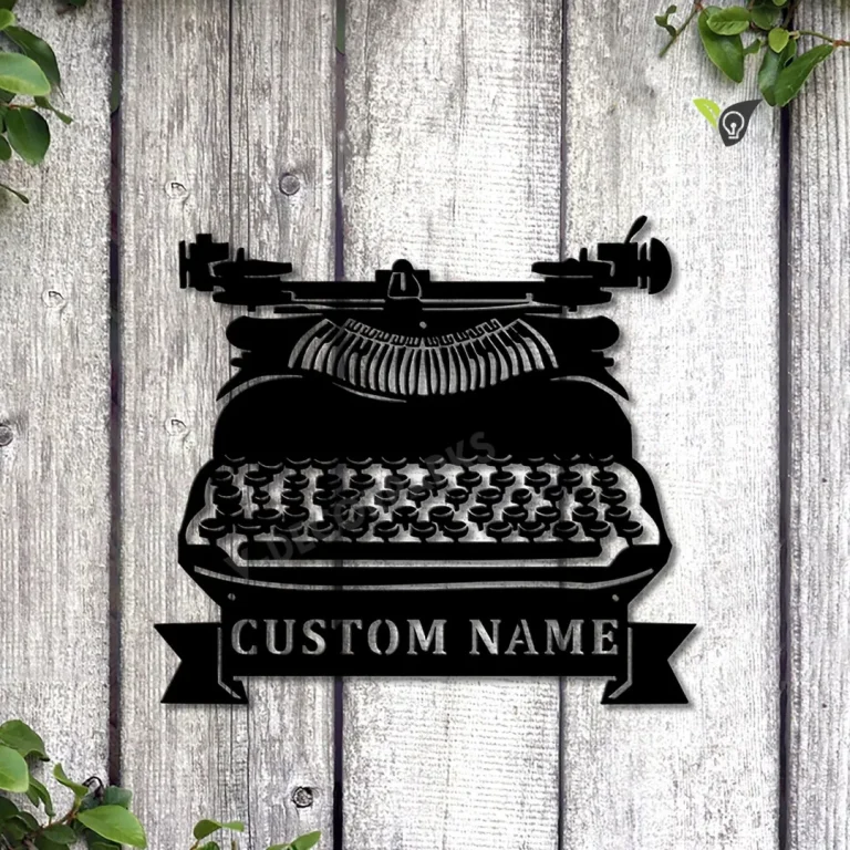 Personalized Typewriter Metal Sign Art, Custom Typewriter Monogram Metal Sign, Typewriter Gifts