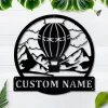 Personalized Air Balloon Monogram Metal Sign Art, Custom Air Balloon Metal Sign, Air Balloon Lover Sign Decoration For Living Room