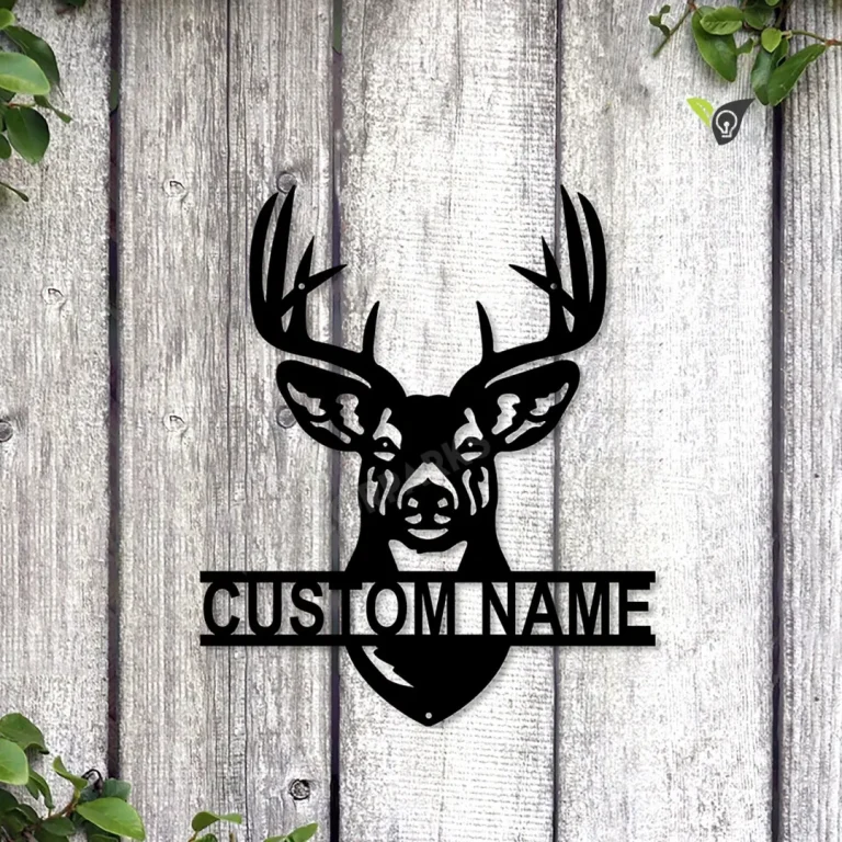 Deer Hunting Metal Sign Art, Metal Wall Art, Deer Antler Decor, Deer Camp Sign, Housewarming Outdoor Metal Sign